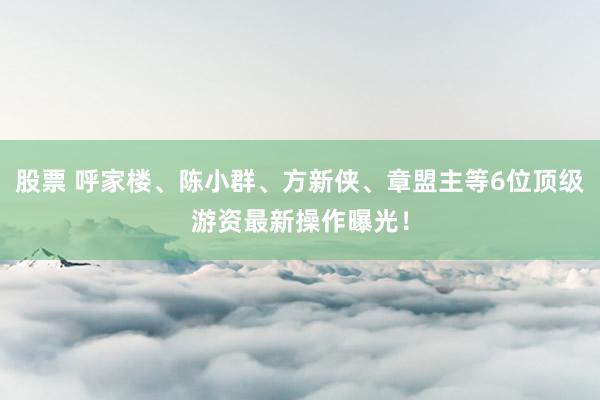 股票 呼家楼、陈小群、方新侠、章盟主等6位顶级游资最新操作曝光！