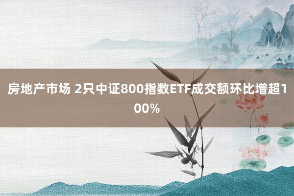 房地产市场 2只中证800指数ETF成交额环比增超100%