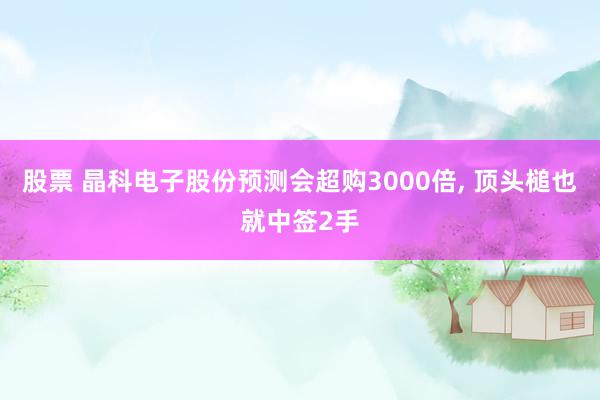 股票 晶科电子股份预测会超购3000倍, 顶头槌也就中签2手