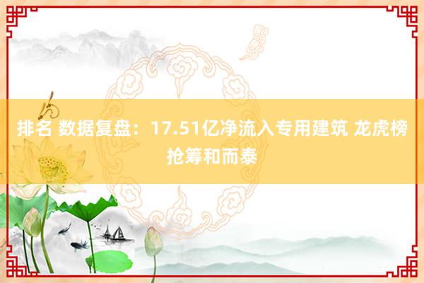 排名 数据复盘：17.51亿净流入专用建筑 龙虎榜抢筹和而泰