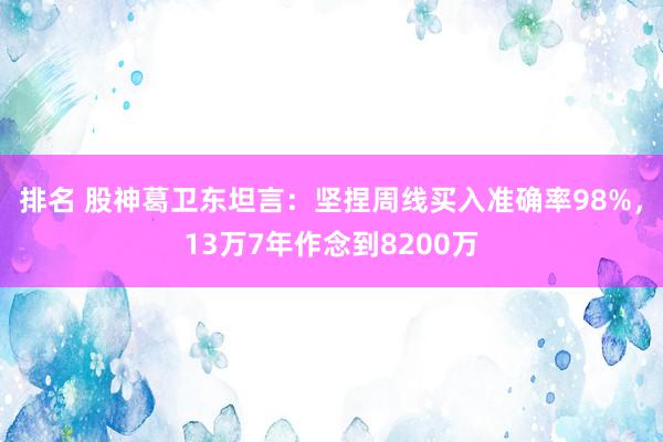 排名 股神葛卫东坦言：坚捏周线买入准确率98%，13万7年作念到8200万