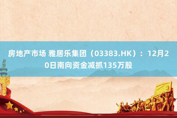 房地产市场 雅居乐集团（03383.HK）：12月20日南向资金减抓135万股