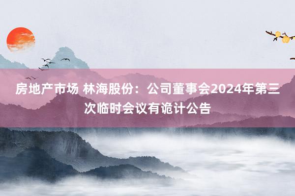 房地产市场 林海股份：公司董事会2024年第三次临时会议有诡计公告