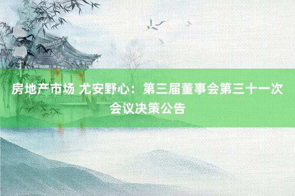 房地产市场 尤安野心：第三届董事会第三十一次会议决策公告