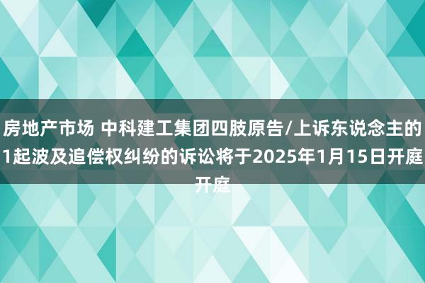 房地产市场 中科建工集团四肢原告/上诉东说念主的1起波及追偿权纠纷的诉讼将于2025年1月15日开庭