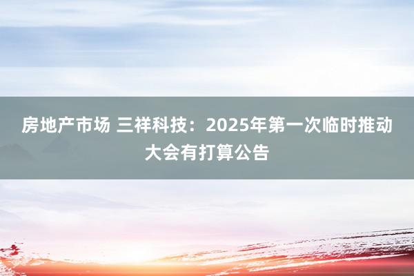 房地产市场 三祥科技：2025年第一次临时推动大会有打算公告