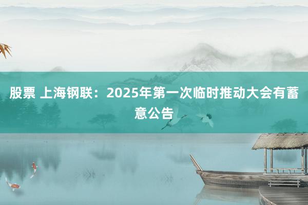 股票 上海钢联：2025年第一次临时推动大会有蓄意公告