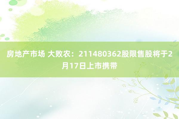 房地产市场 大败农：211480362股限售股将于2月17日上市携带