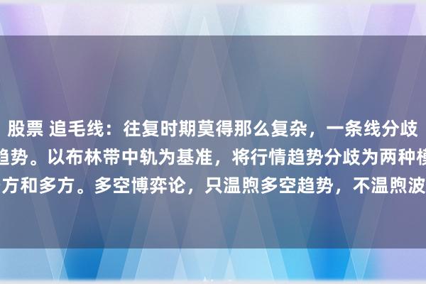 股票 追毛线：往复时期莫得那么复杂，一条线分歧散林带（boll）的多空趋势。以布林带中轨为基准，将行情趋势分歧为两种模式，空方和多方。多空博弈论，只温煦多空趋势，不温煦波动。多空交织是因为多空不对而产...