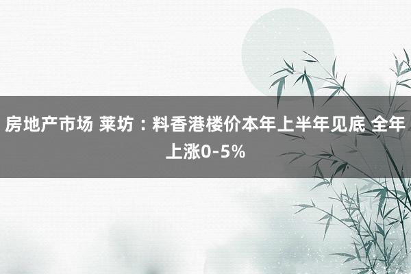 房地产市场 莱坊︰料香港楼价本年上半年见底 全年上涨0-5%