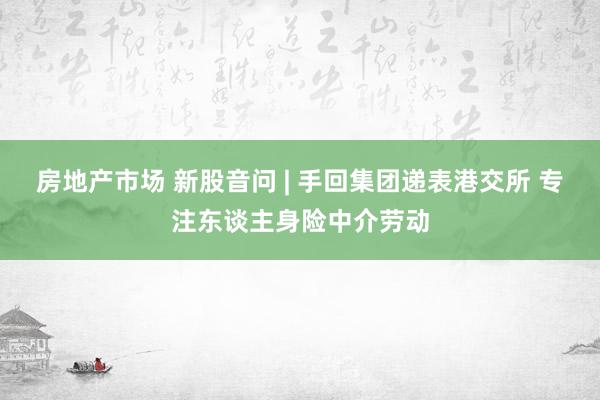 房地产市场 新股音问 | 手回集团递表港交所 专注东谈主身险中介劳动