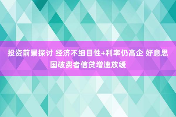 投资前景探讨 经济不细目性+利率仍高企 好意思国破费者信贷增速放缓