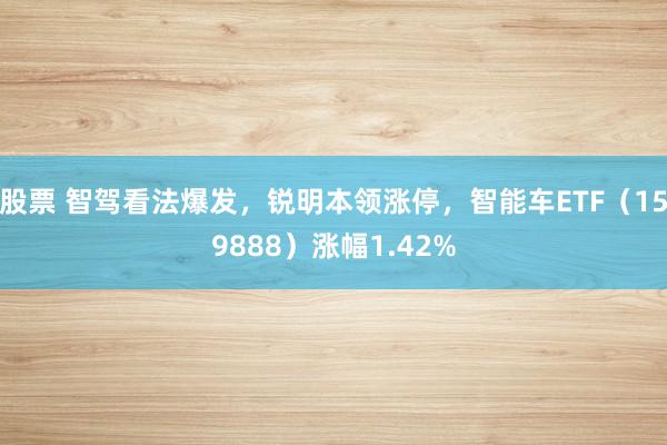 股票 智驾看法爆发，锐明本领涨停，智能车ETF（159888）涨幅1.42%